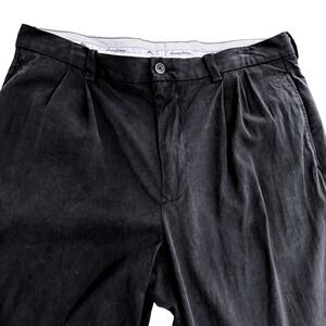 Tommy Bahama Pleated Black Silk Rayon Dress Pants Mens 35x30 Office Business